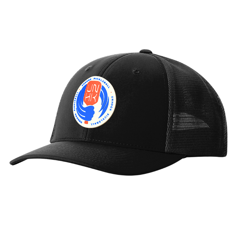 UNHooK Pickleball Sports Hat with Ocean Wave Design - Black - Front