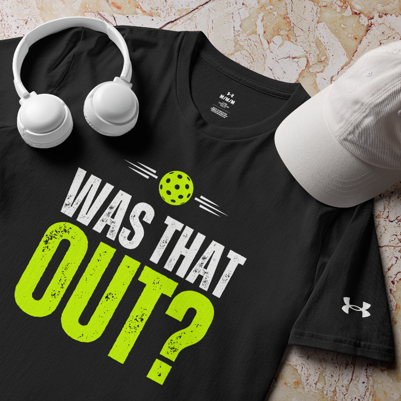 Was That Out? Men's Pickleball Athletic T-Shirt | Black
