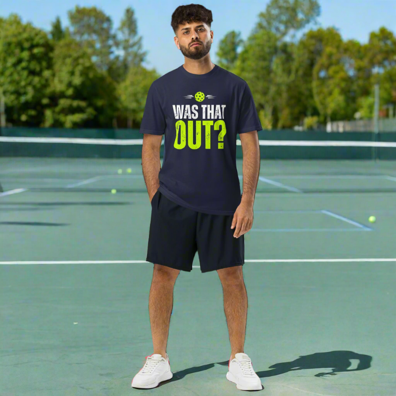 Was That Out? Men's Pickleball Athletic T-Shirt