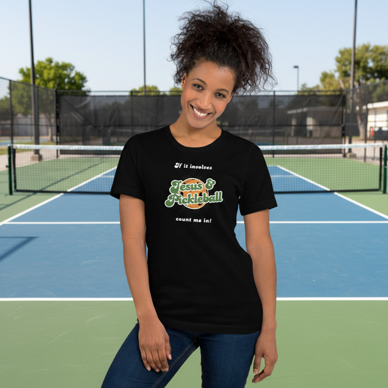 Jesus and Pickleball Women's T-Shirt | Black