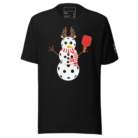 Snowman Pickleball Cotton Tee | Black