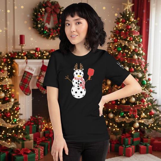 Snowman Pickleball Cotton Tee | Black