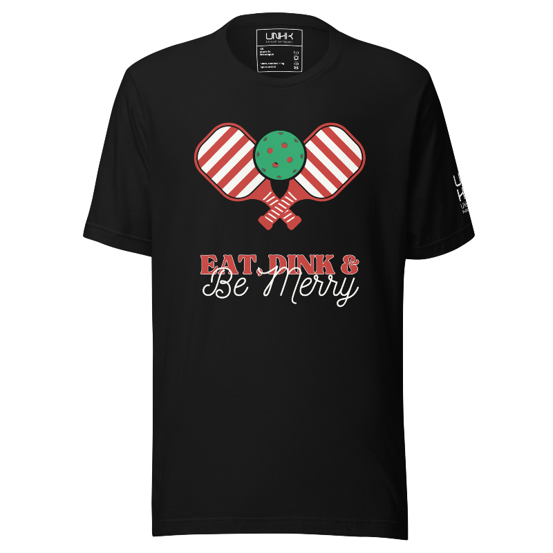 Eat Dink and Be Merry Cotton Pickleball Tee | Black