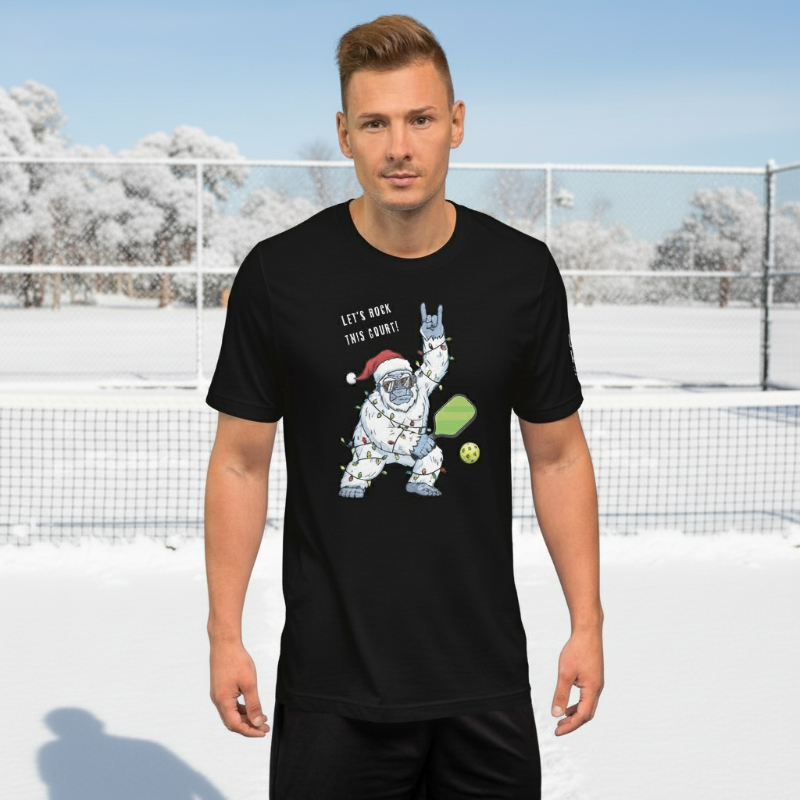 Pickleballin' Holiday Yeti T-Shirt | Black