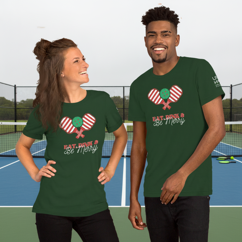 Eat Dink and Be Merry Cotton Pickleball Tee | Green