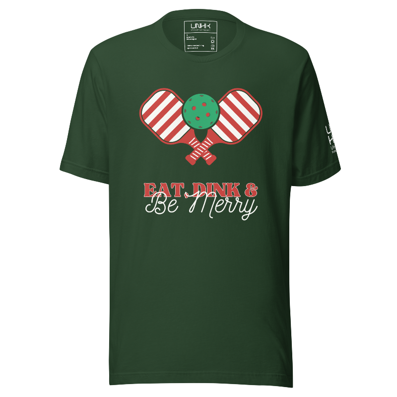 Eat Dink and Be Merry Cotton Pickleball Tee | Green