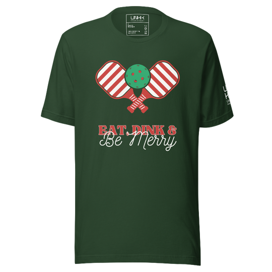 Eat Dink and Be Merry Cotton Pickleball Tee | Green