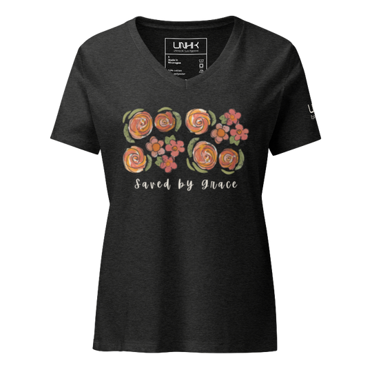 Saved by Grace Women’s Relaxed V-neck T-shirt