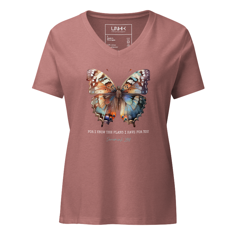 Butterfly Women’s Relaxed V-Neck T-Shirt | Pink