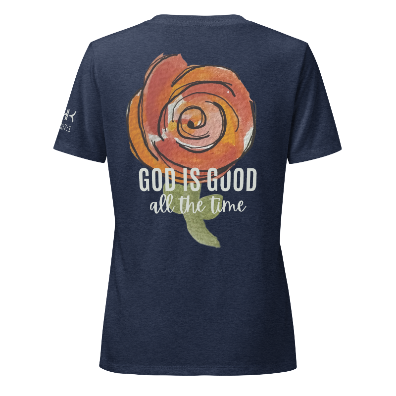 God is Good All the Time Women’s Relaxed V-Neck T-Shirt | Navy