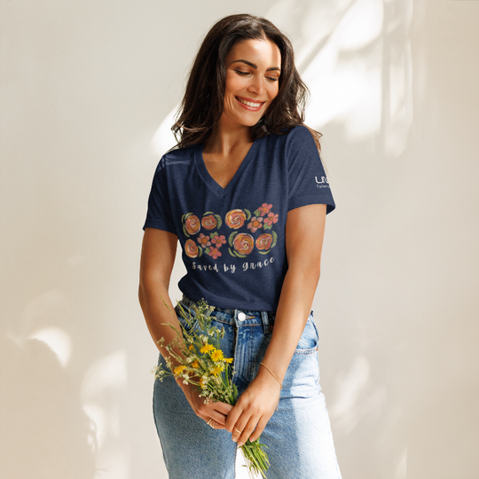 Saved by Grace Women’s Relaxed V-neck T-shirt