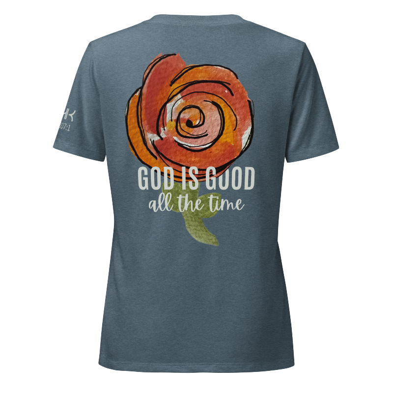 God is Good All the Time Women’s Relaxed V-Neck T-Shirt | Blue