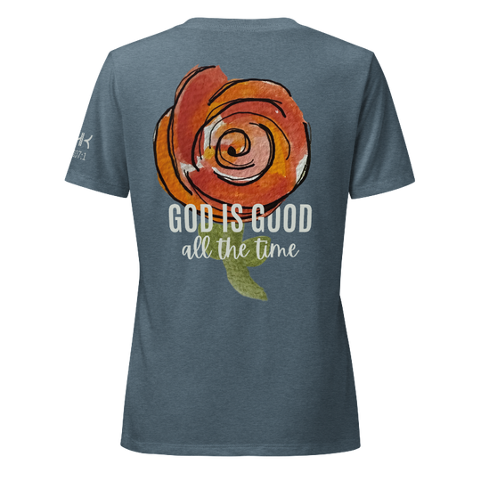 God is Good All the Time Women’s Relaxed V-Neck T-Shirt | Blue