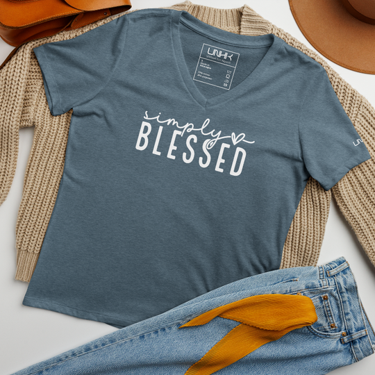 Simply Blessed Womens Relaxed V-neck T-shirt