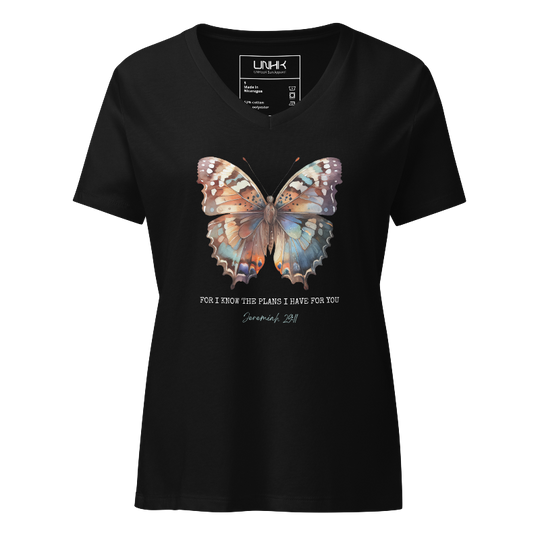 Butterfly Women’s Relaxed V-Neck T-Shirt | Black